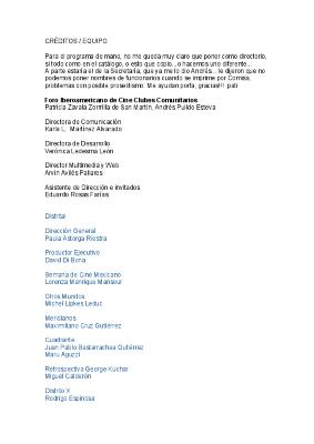 Propuesta para los Créditos del Equipo de DISTRITAL, Semana de Cine Mexicano y Otros Mundos.