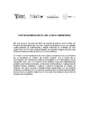 Presentación del primer Foro Iberoamericano de Cineclubes Comunitarios