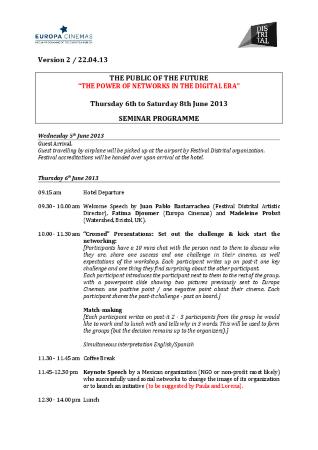 Propuesta del Programa del Seminario de Formación de Audiencias Jóvenes - El Público del Futuro 2013 - Versión 2