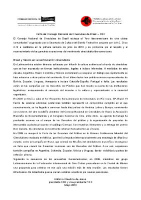 Solicitud de aclaración y crítica sobre el Foro Iberoamericano de Cine Clubes Comunitarios 2010