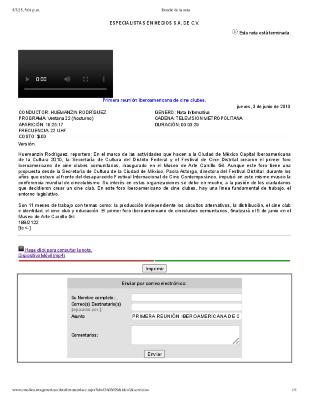 Nota de Prensa Primera reunión iberoamericana de cine clubes.