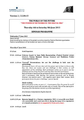 Propuesta del Programa del Seminario de Formación de Audiencias Jóvenes - El Público del Futuro 2013 - Versión 2