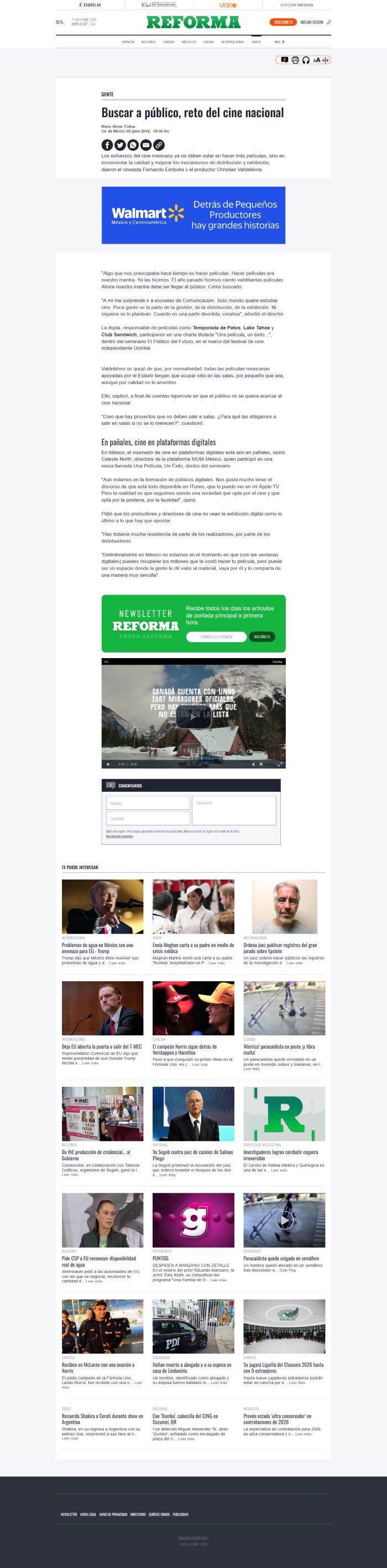 Reforma - Buscar al público, reto del cine nacional