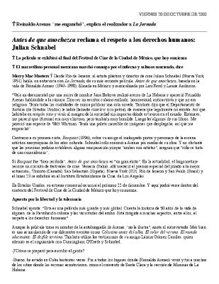 Nota de prensa de la película Antes de que anochezca